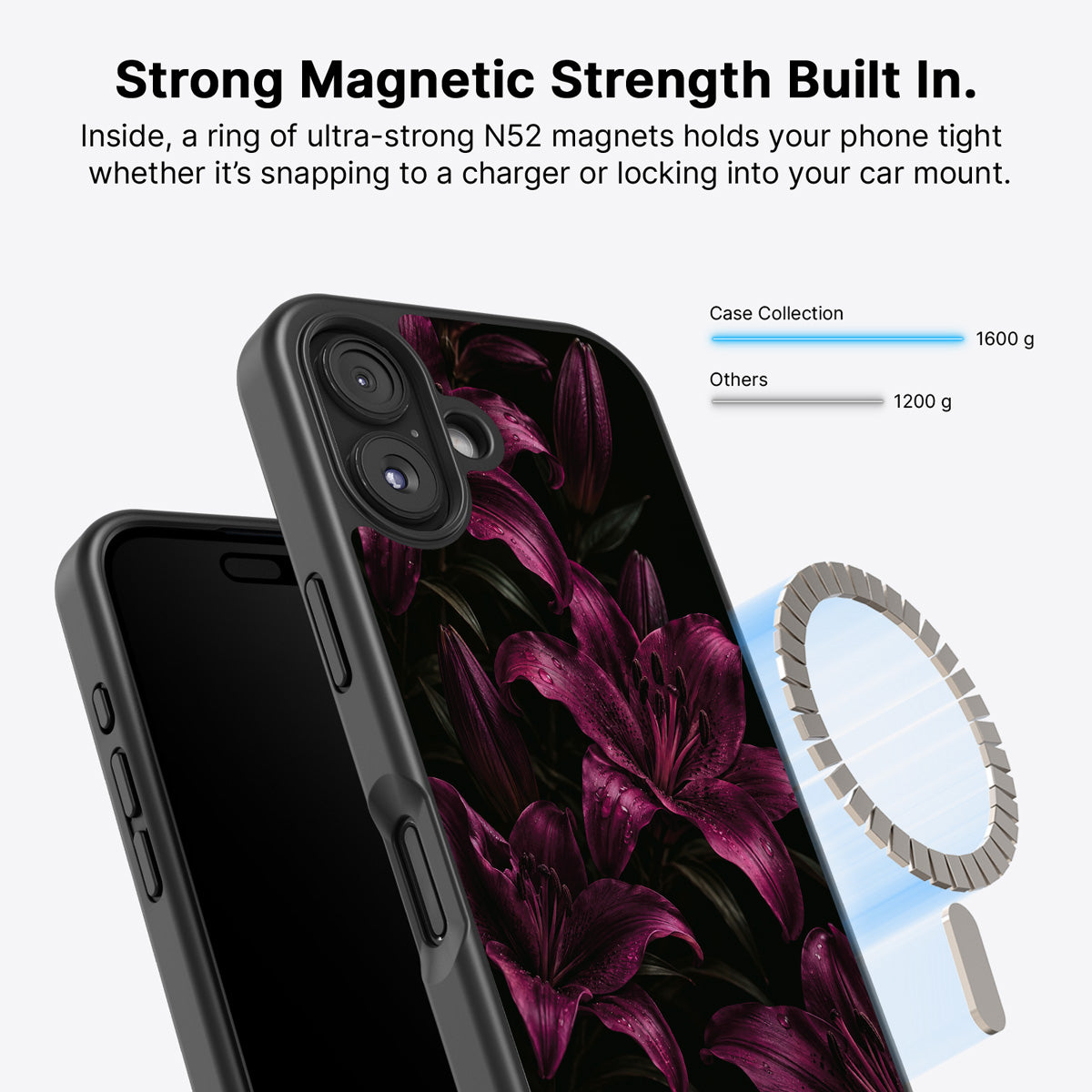 iPhone 16 MagSafe case – Burgundy Lily design