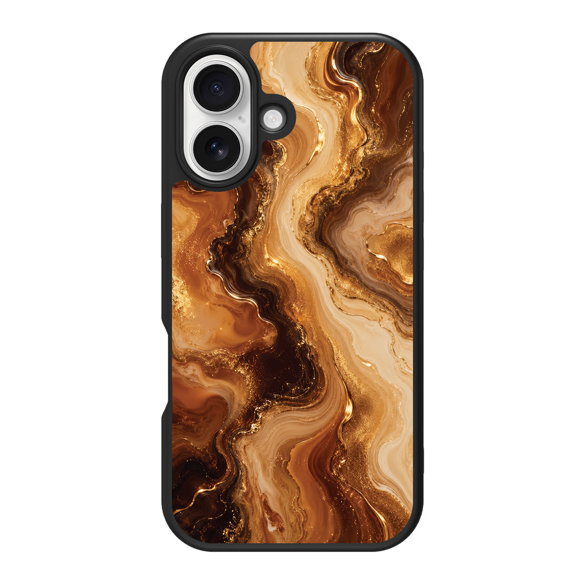 Caramel Swirl design back view – iPhone 16 case