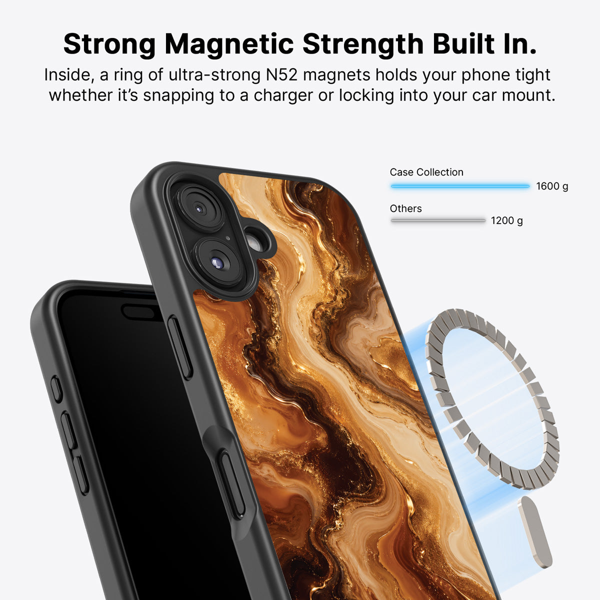 iPhone 16 MagSafe case – Caramel Swirl design