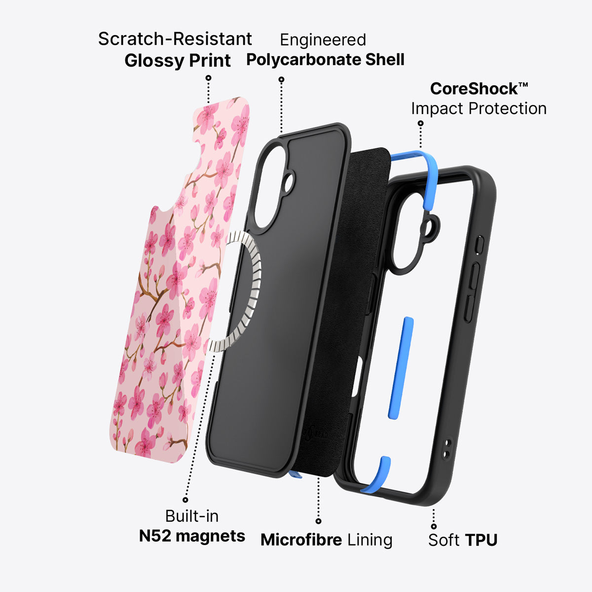 iPhone 16 case construction – Cherry Blossom phone case