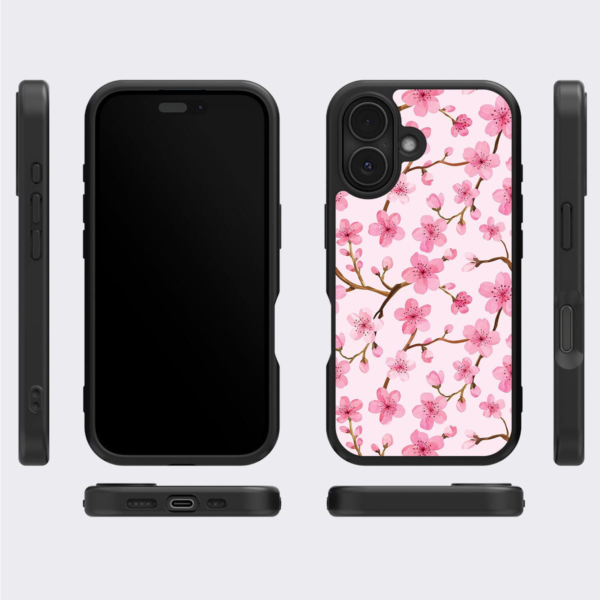 Cherry Blossom iPhone 16 case cover – multi-angle view