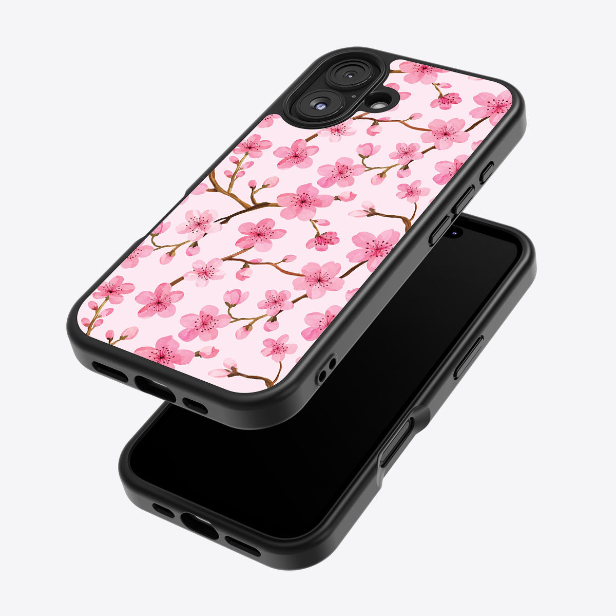 Cherry Blossom iPhone 16 case – back and side view