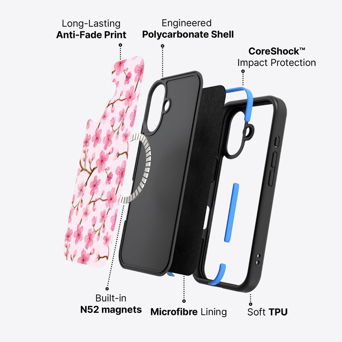 iPhone 16 case construction – Cherry Blossom phone case