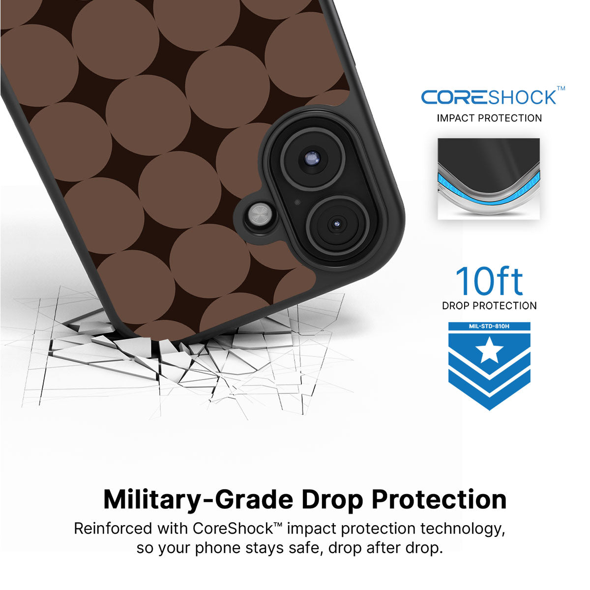 Choco Buttons iPhone 16 case with drop protection