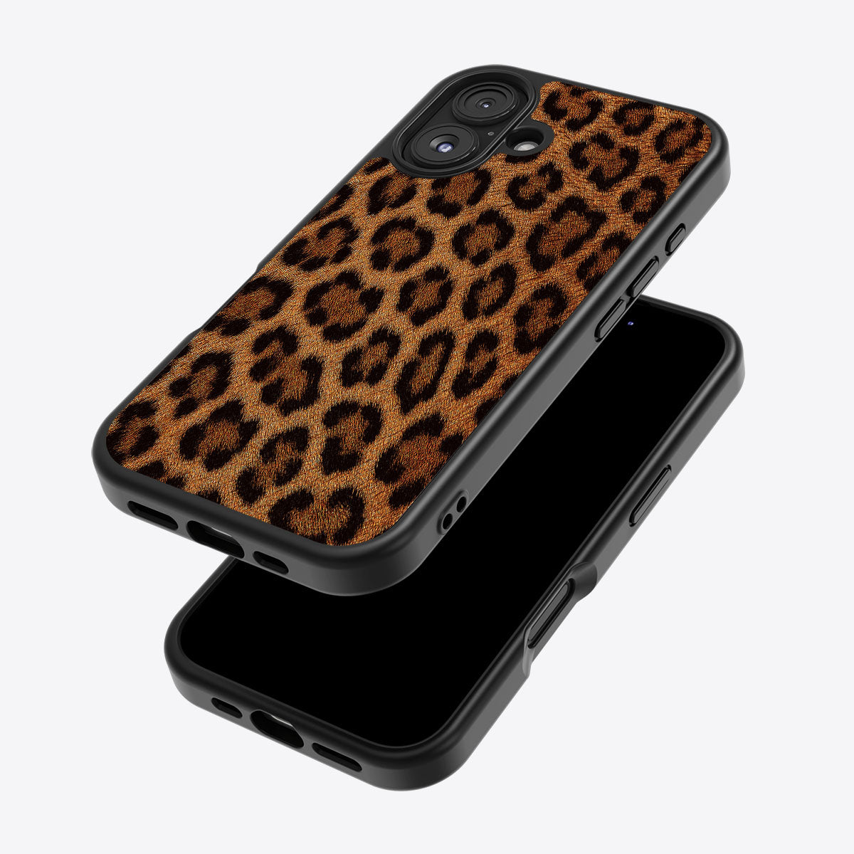 Classic Leopard iPhone 16 case – back and side view