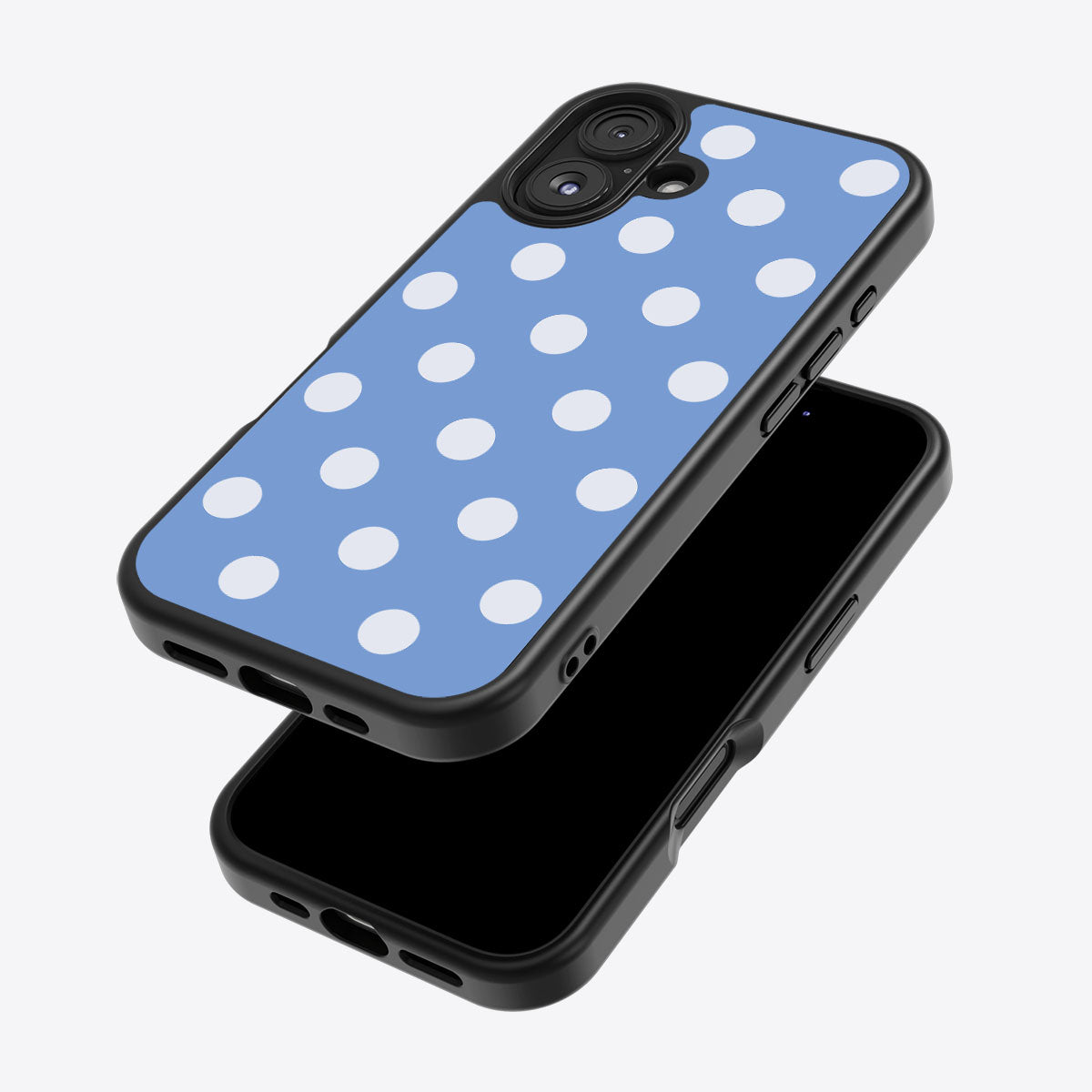 Cloud Blue iPhone 16 case – back and side view