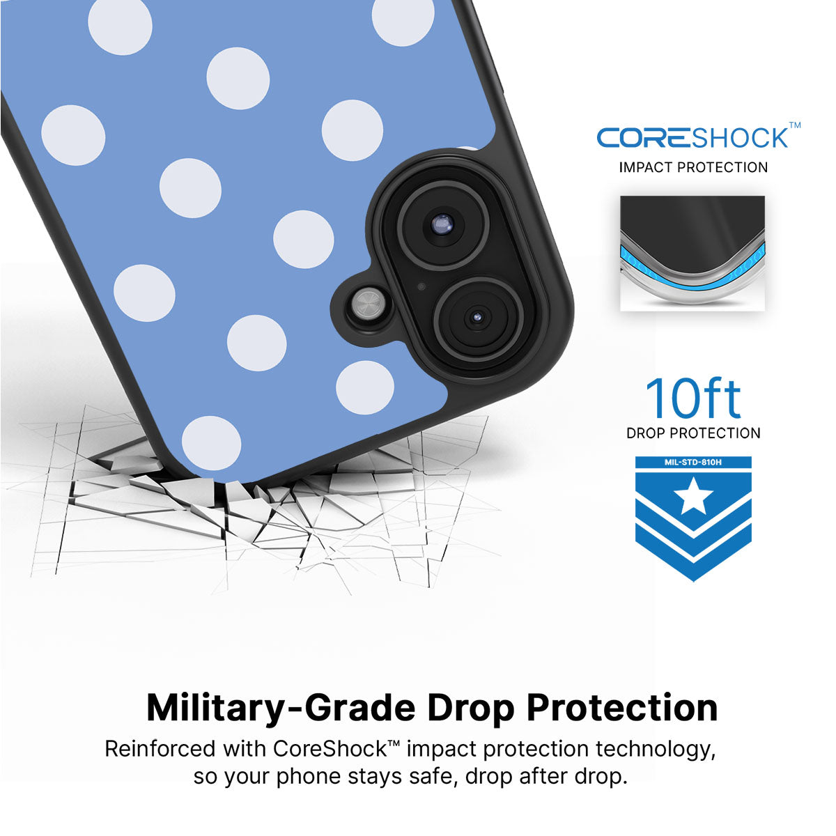 Cloud Blue iPhone 16 case with drop protection