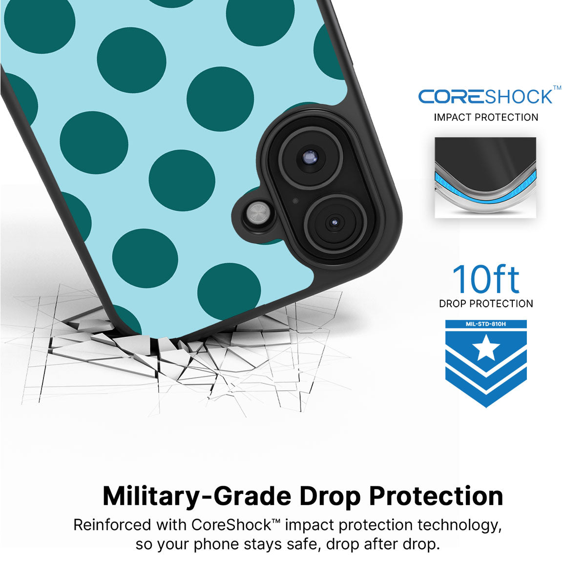Coral Bed iPhone 16 case with drop protection