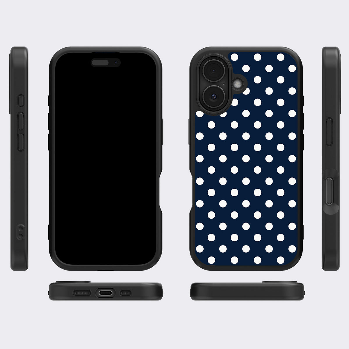 Navy Polka Dot iPhone 16 Case – Deep Sea | MagSafe