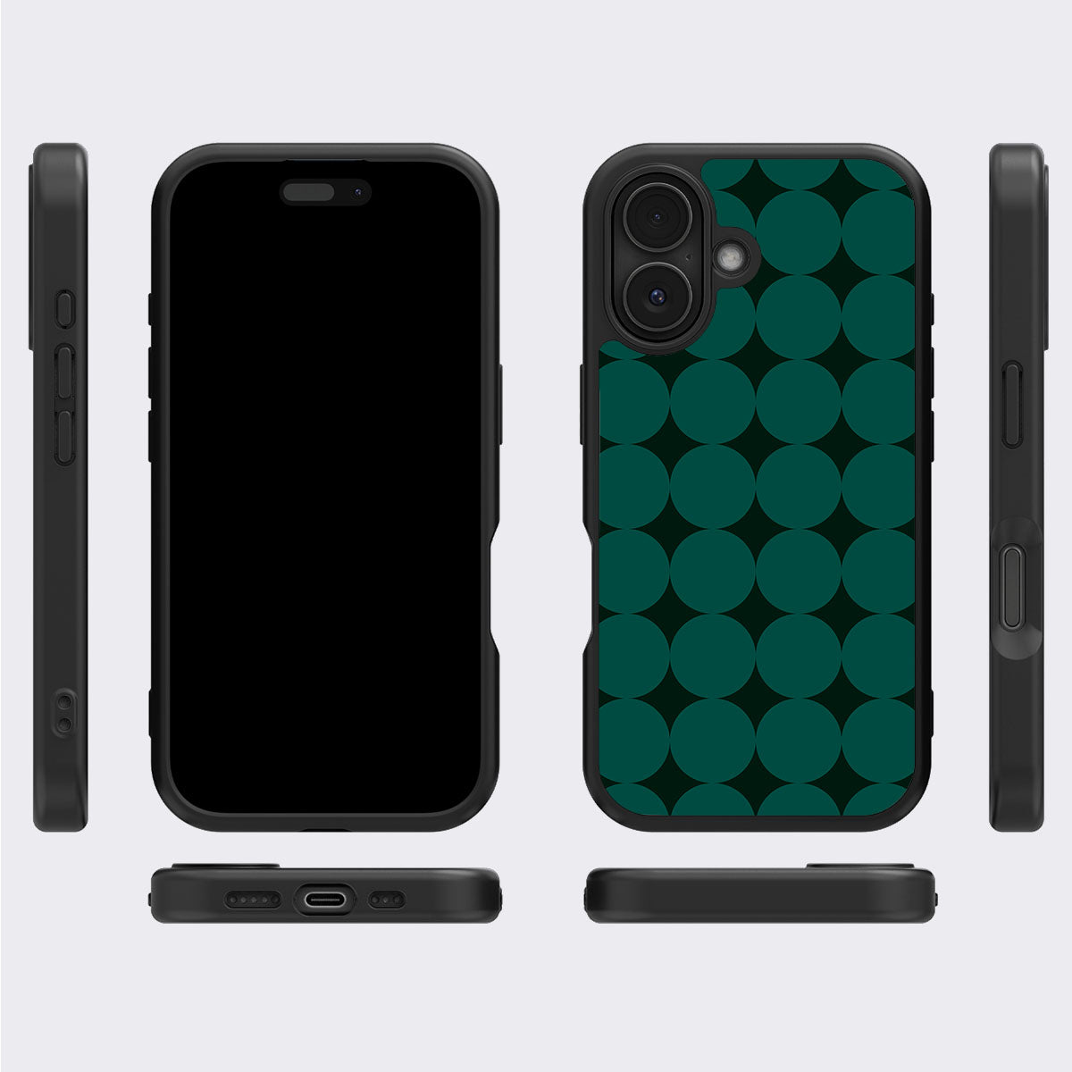 Emerald Bed iPhone 16 case cover – multi-angle view