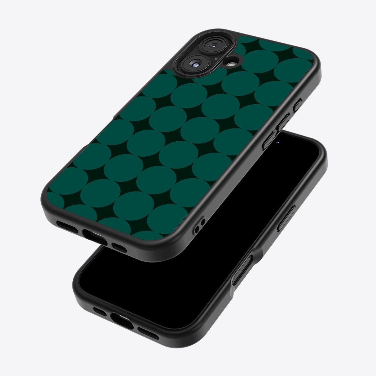 Emerald Bed iPhone 16 case – back and side view