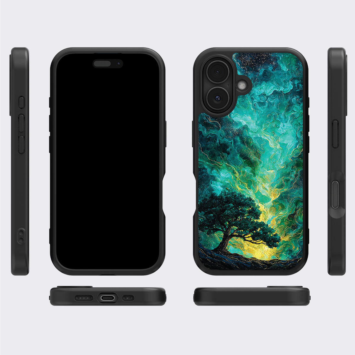 Emerald Storm iPhone 16 case cover – multi-angle view
