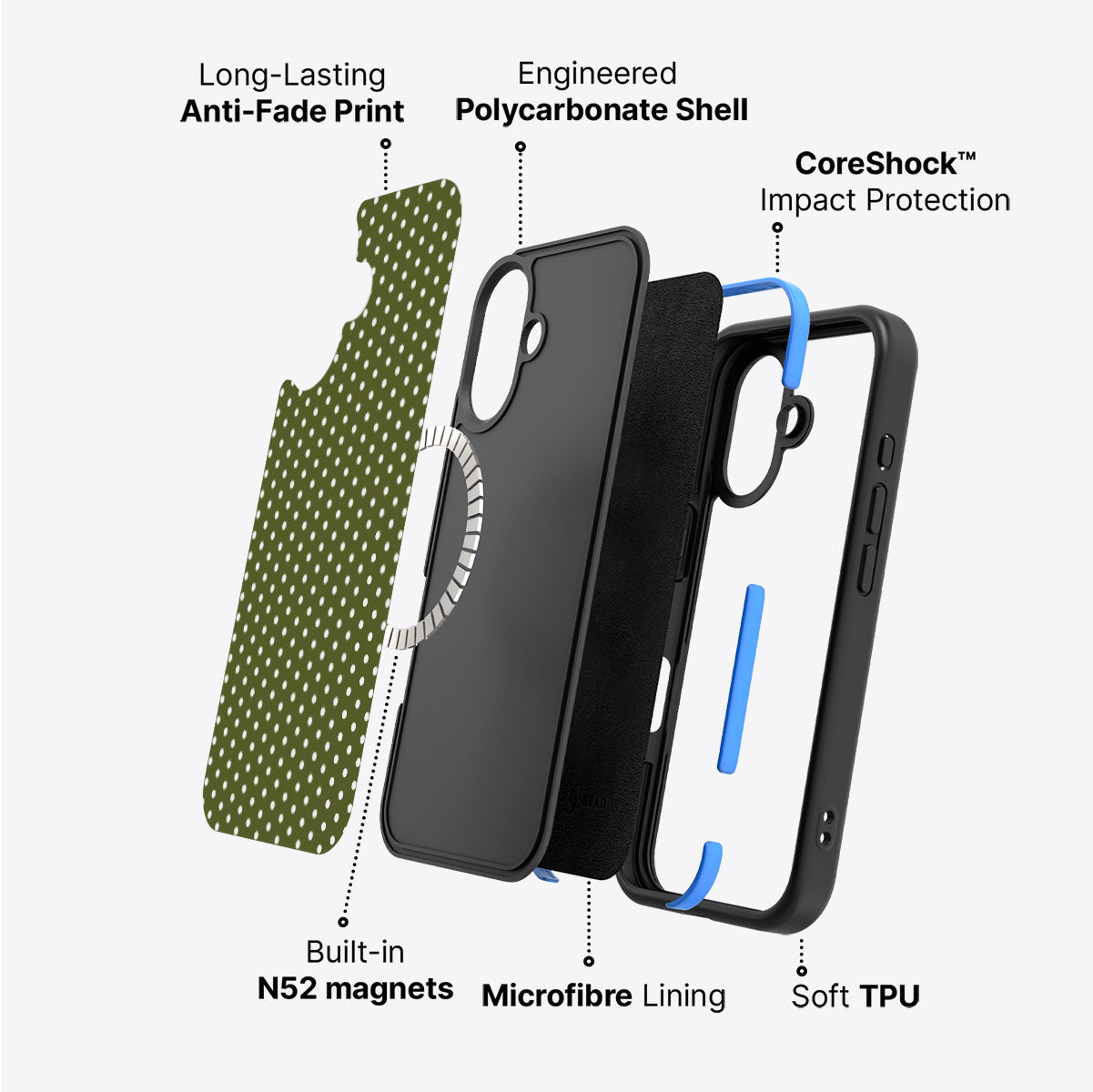 iPhone 16 case construction – Forest Mesh phone case