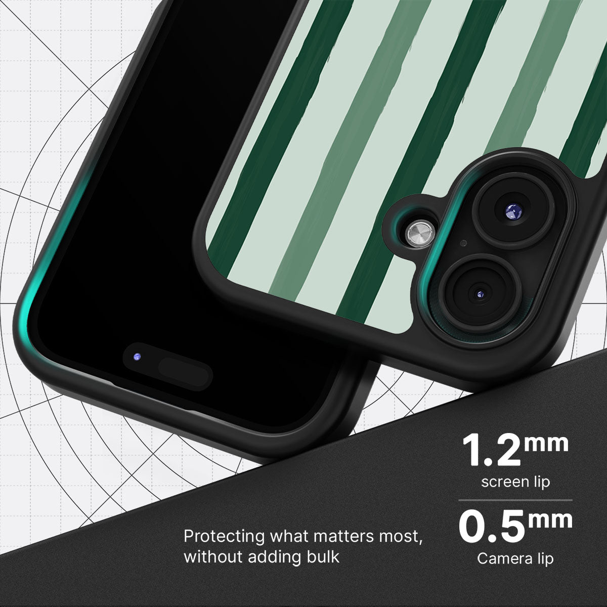 Green Watercolor Stripes - iPhone 16 Case #case type_core (magsafe), #case type_core (non magsafe)