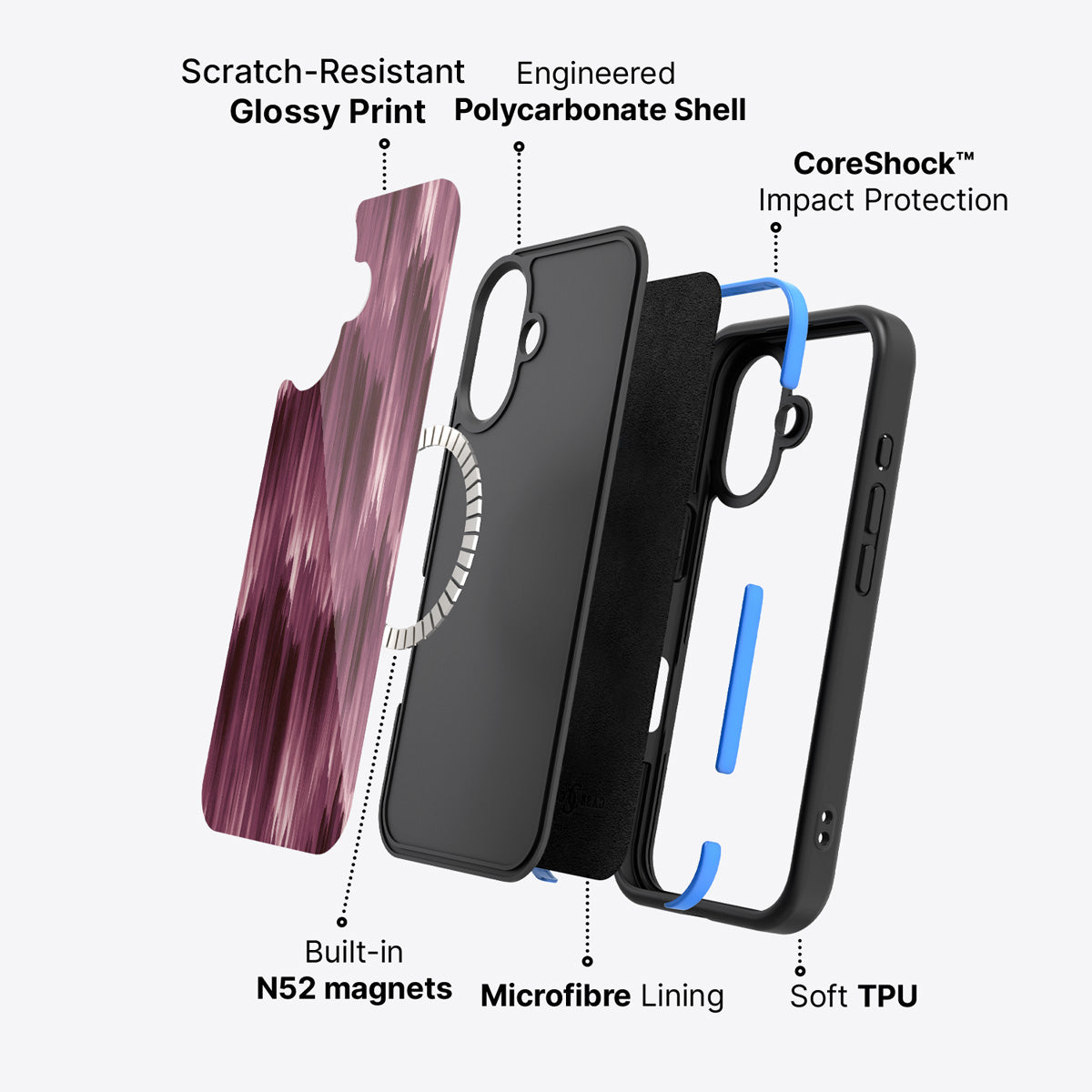 iPhone 16 case construction – Ikat Haze phone case
