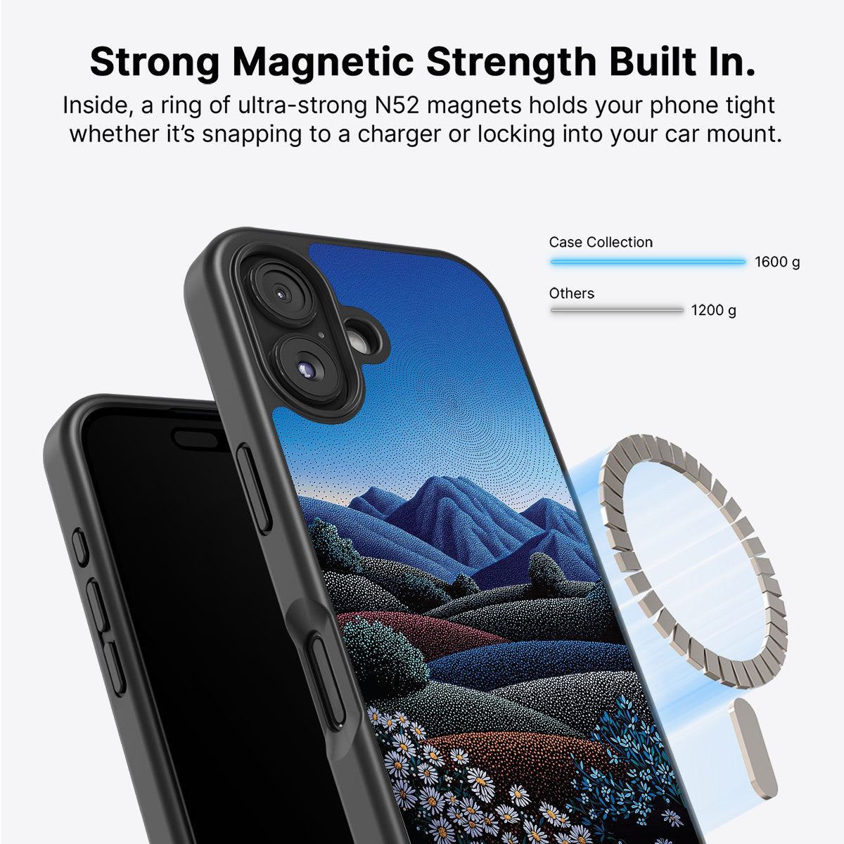 Blue Mountain Designer iPhone 16 Case – Indigo Hills | MagSafe