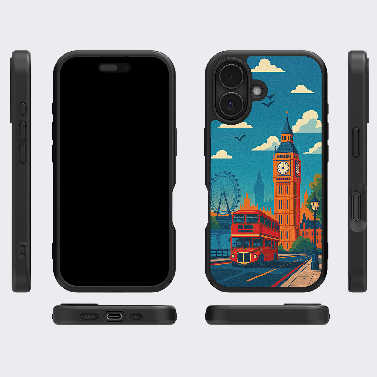 London iPhone 16 case cover – multi-angle view