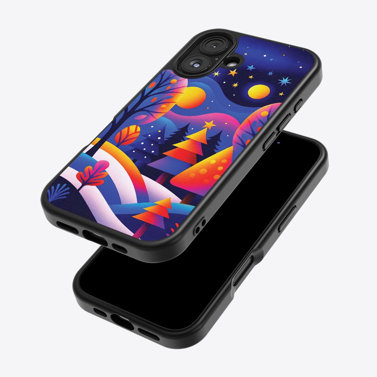 Luminous Joy iPhone 16 case – back and side view