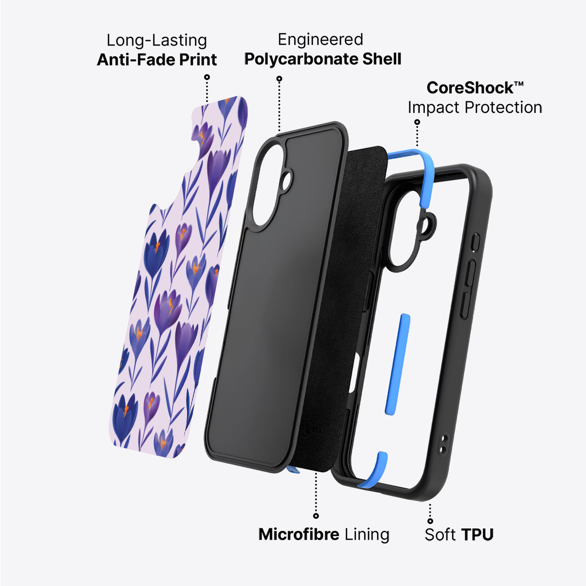 Midnight Crocus - iPhone 16 Case #case type_core (non magsafe)