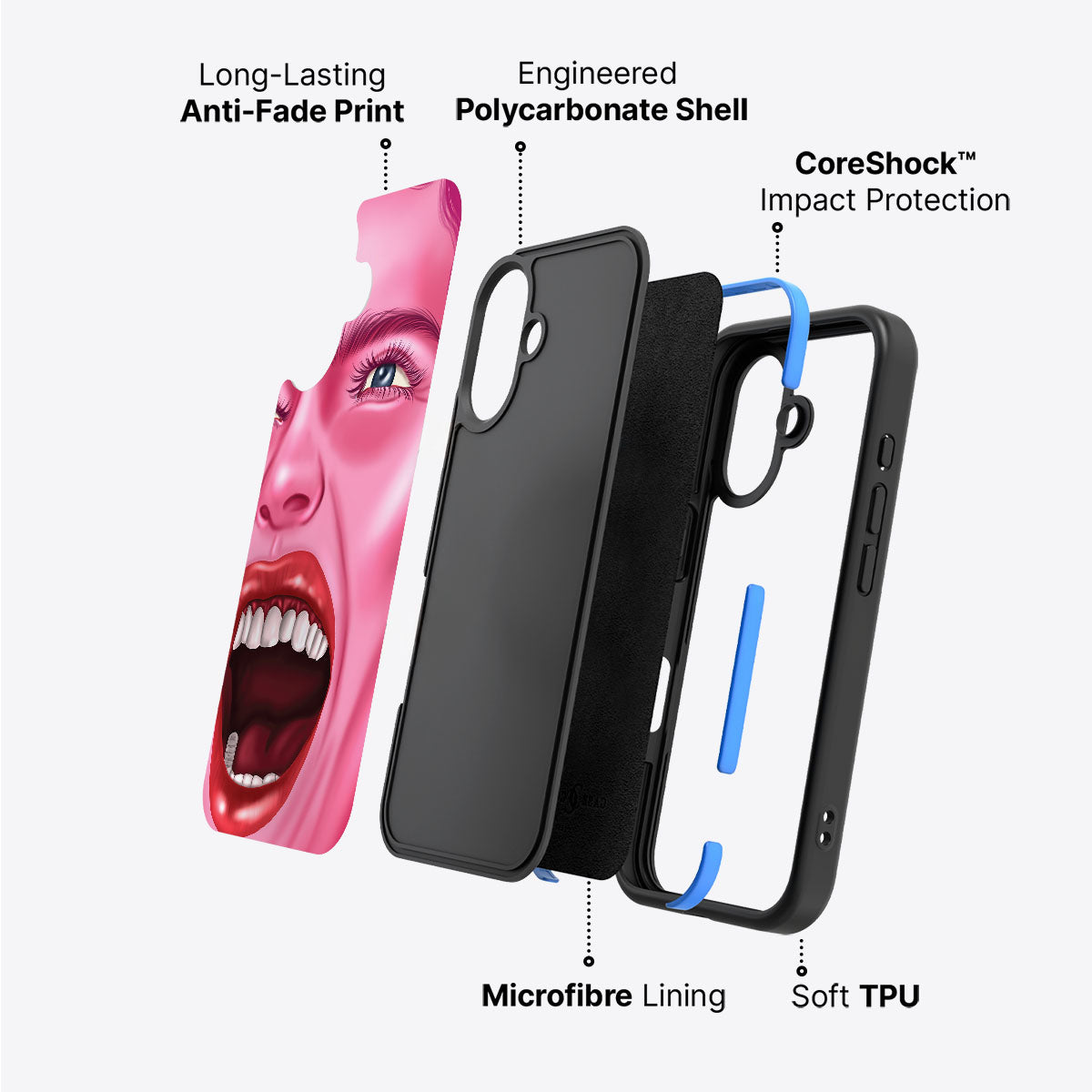 Pink Rage - iPhone 16 Case #case type_core (non magsafe)