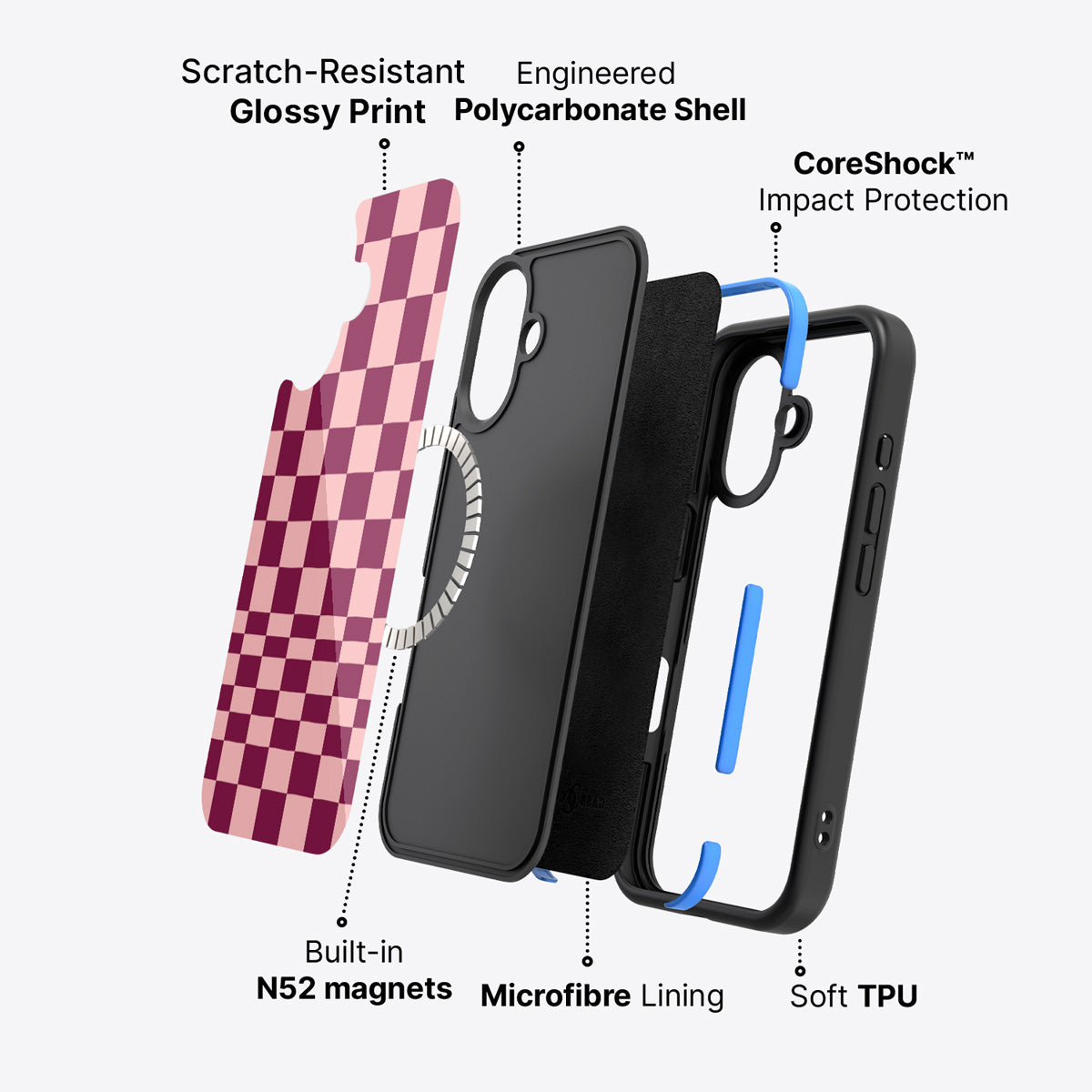 iPhone 16 case construction – Rouge Board phone case