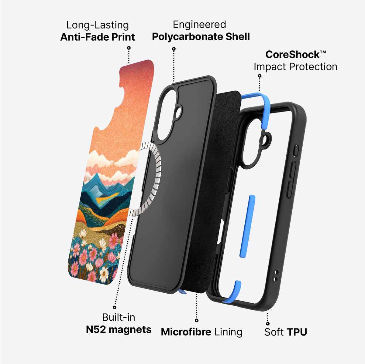 Sunset Designer iPhone 16 Case – Soft Horizon | MagSafe