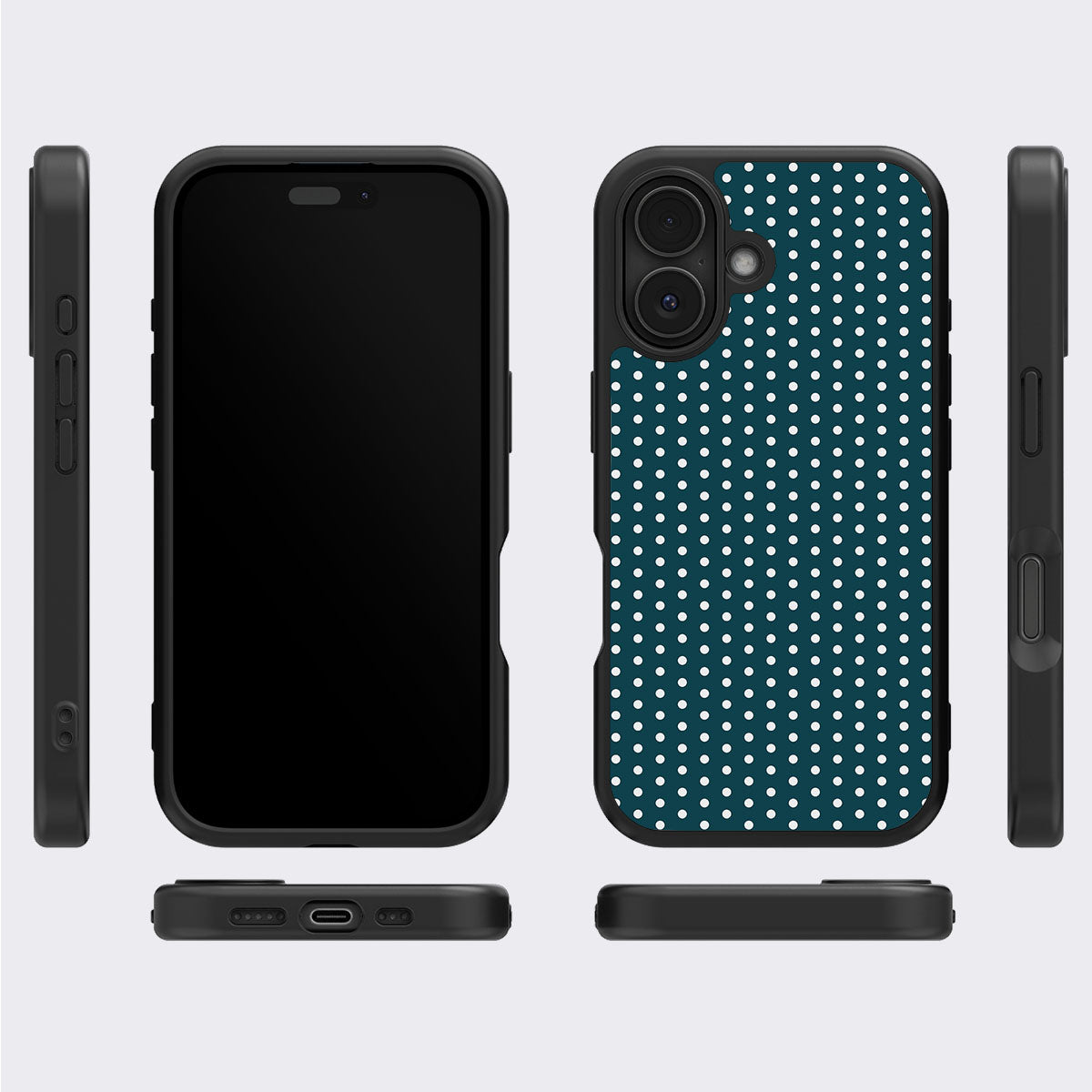 Teal Mesh iPhone 16 case cover – multi-angle view