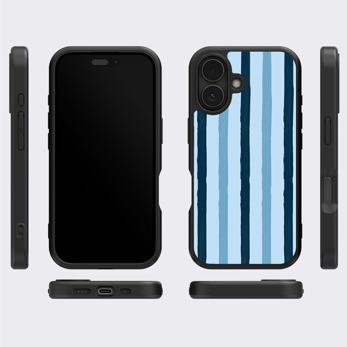 Blue Watercolor Stripes - iPhone 16 Plus Case #case type_core (magsafe), #case type_core (non magsafe)
