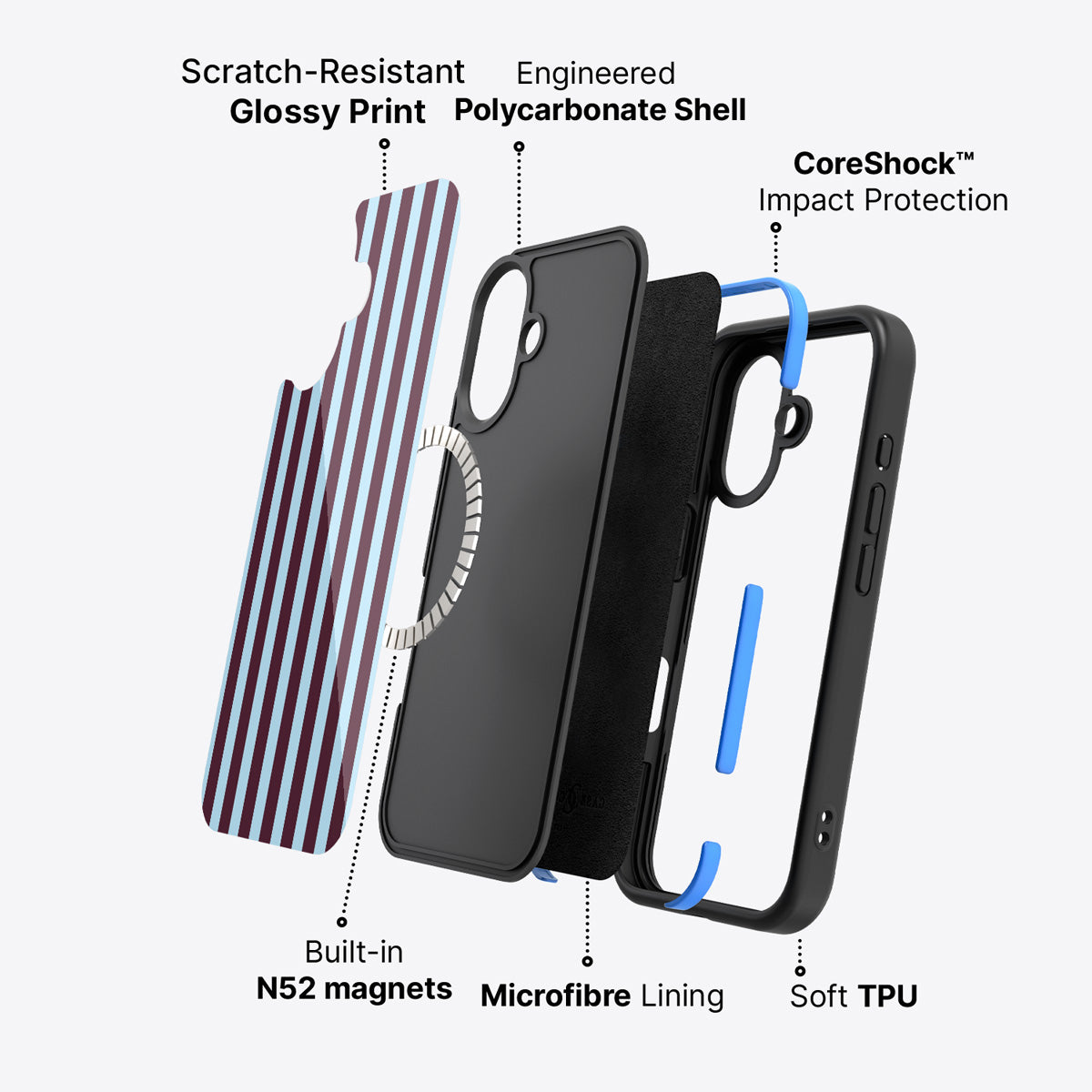 iPhone 16 Plus case construction – Cabernet Column phone case