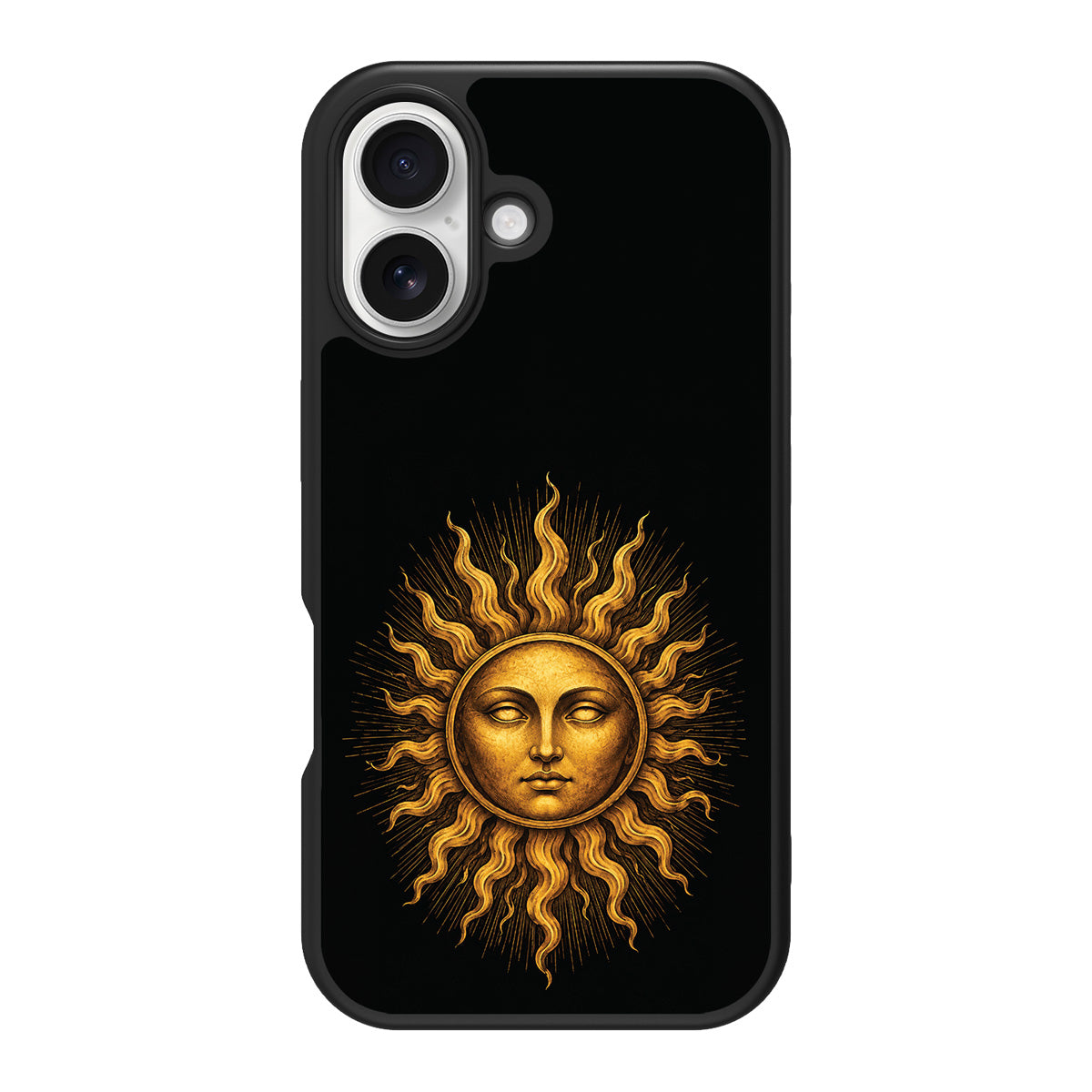 Celestial Sun design back view – iPhone 16 Plus case