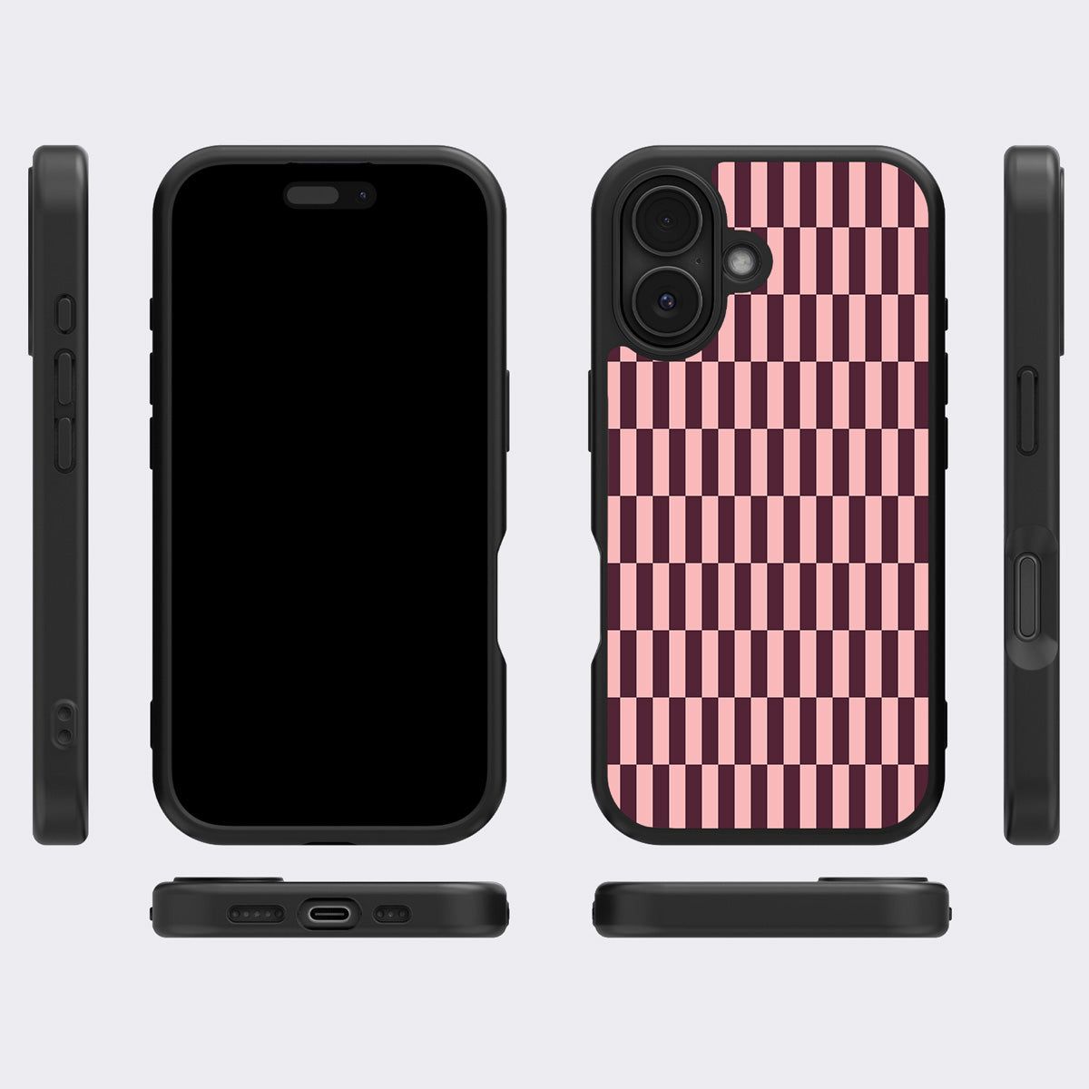 Claret Stack iPhone 16 Plus case cover – multi-angle view