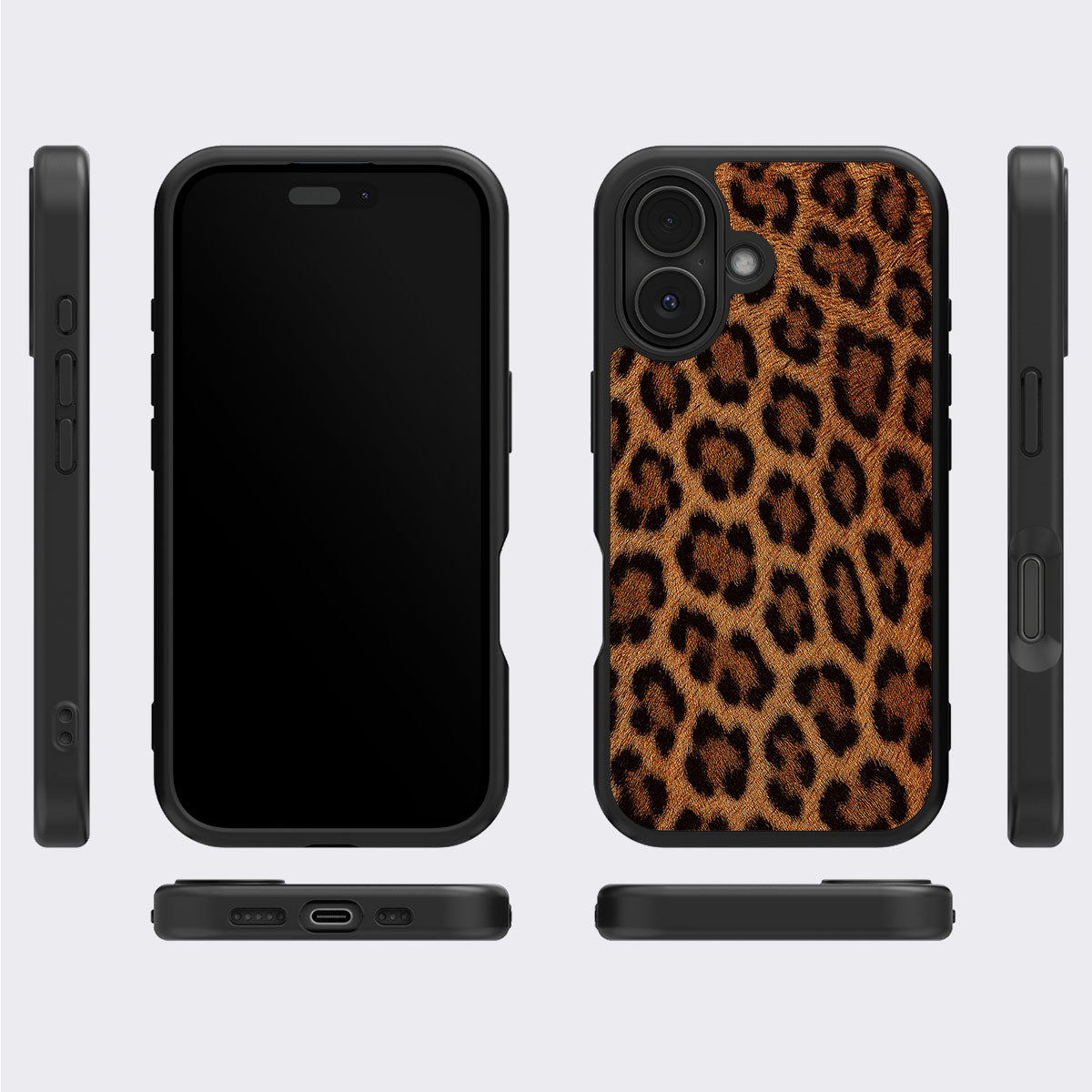 Classic Leopard iPhone 16 Plus case cover – multi-angle view