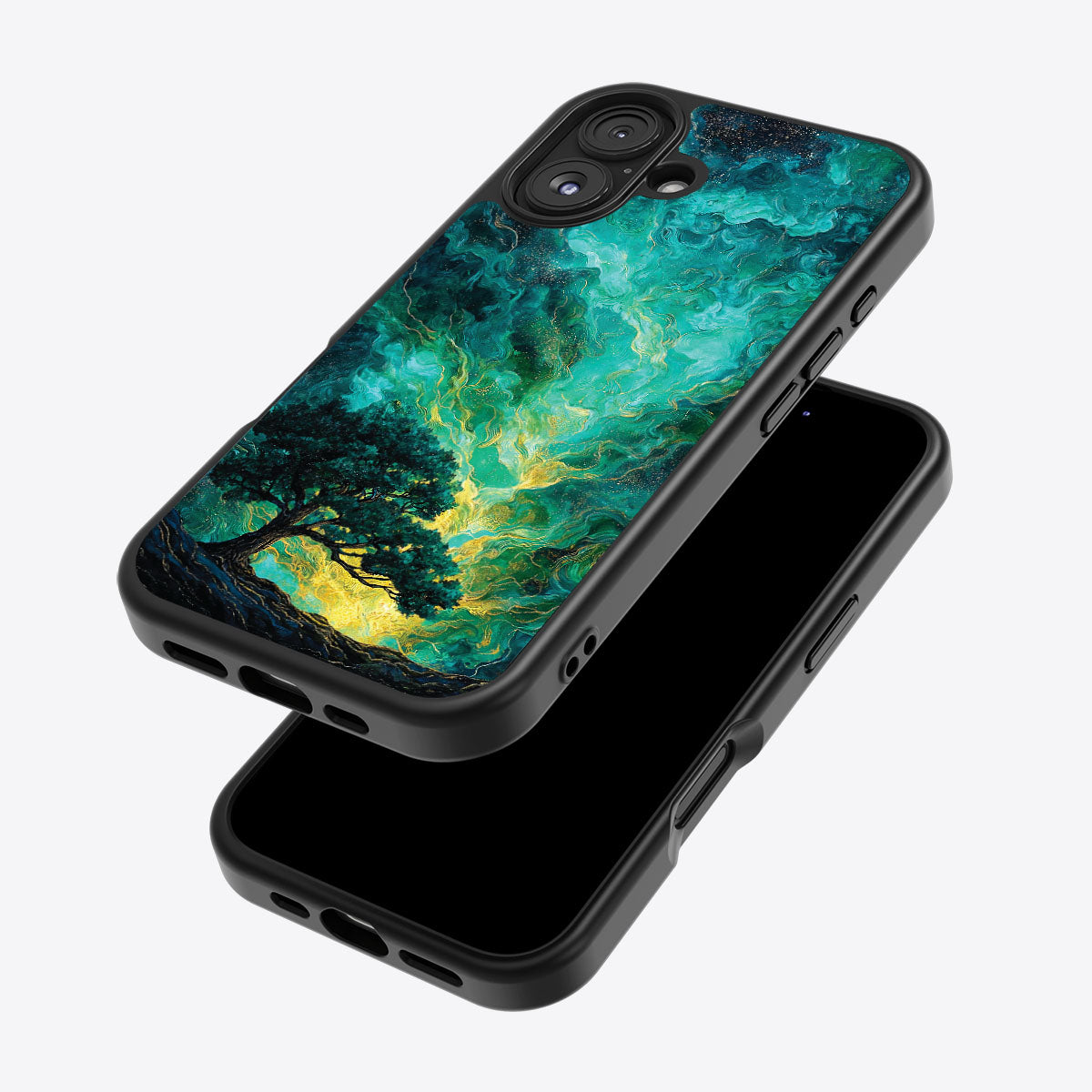 Emerald Storm iPhone 16 Plus case – back and side view