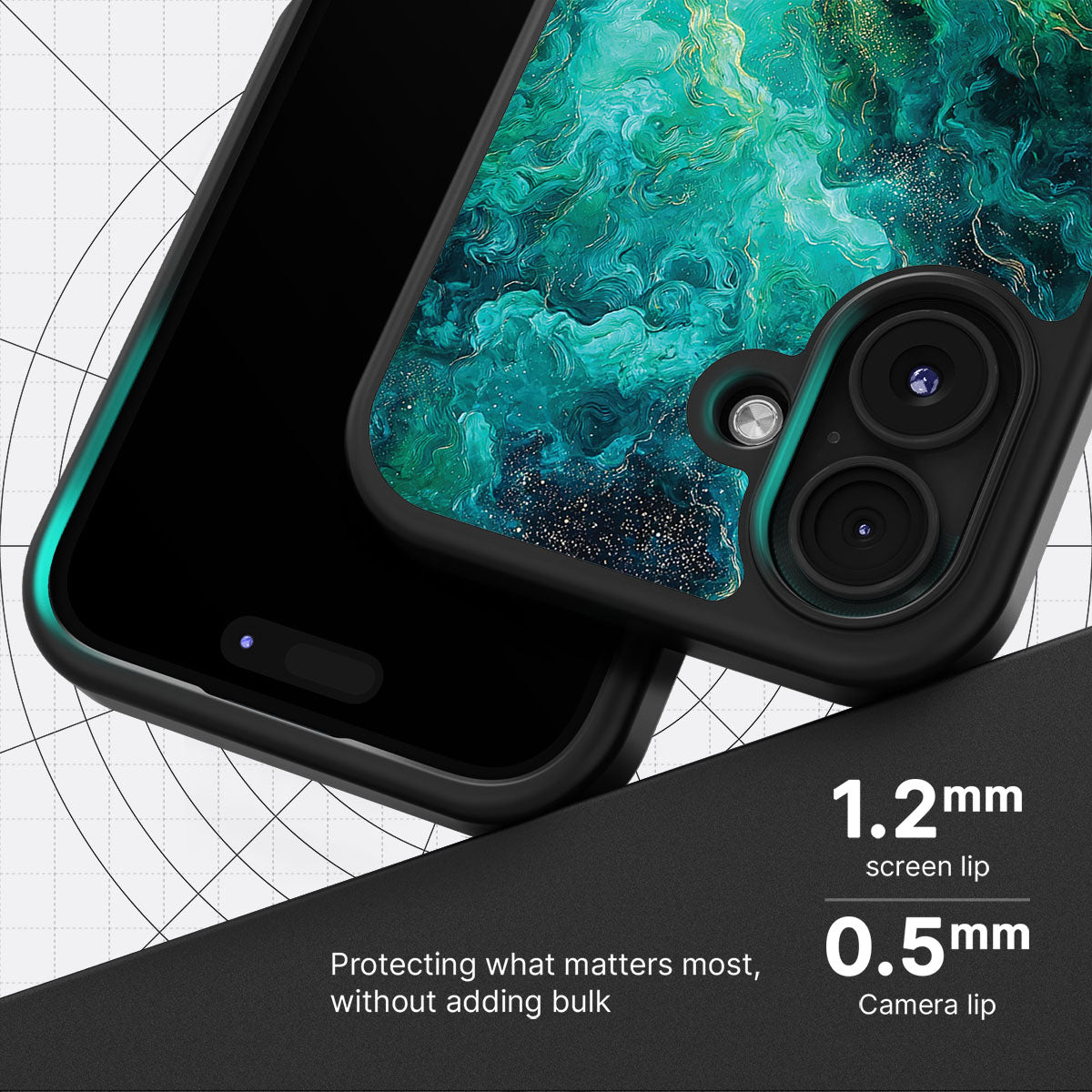 Emerald Storm slim iPhone 16 Plus phone case