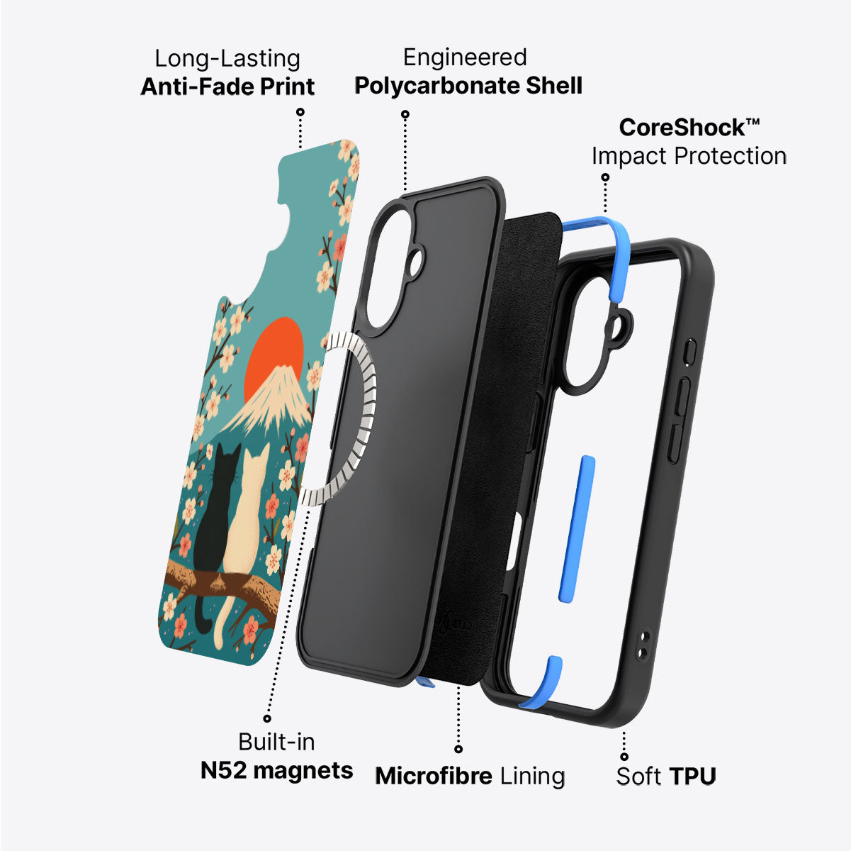 Fuji Cats - iPhone 16 Plus Case #case type_core (magsafe)