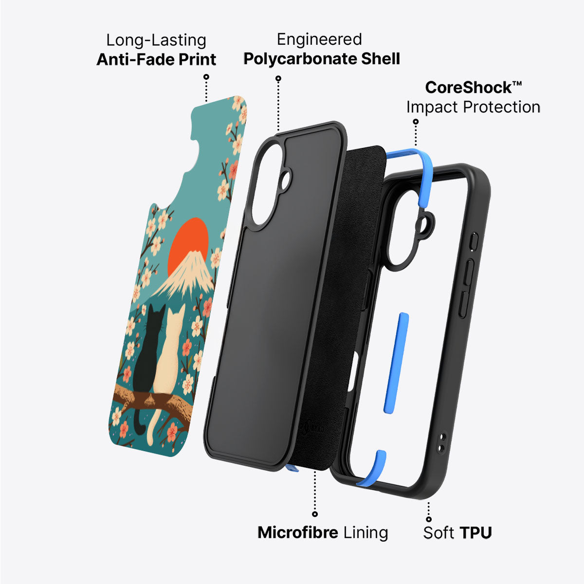 Fuji Cats - iPhone 16 Plus Case #case type_core (non magsafe)