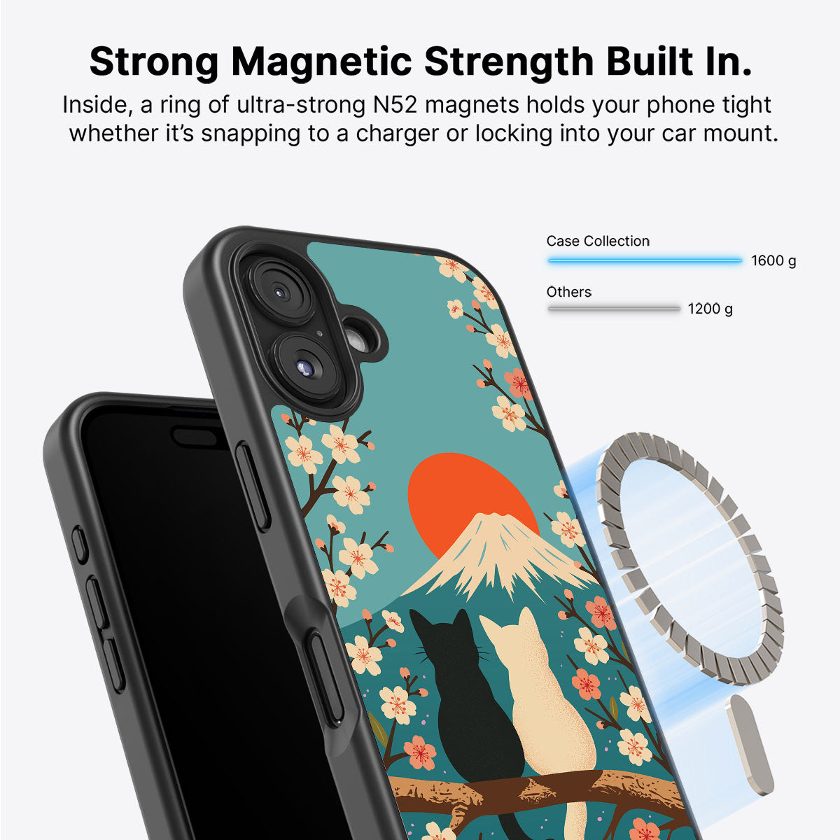 iPhone 16 Plus MagSafe case – Fuji Cats design