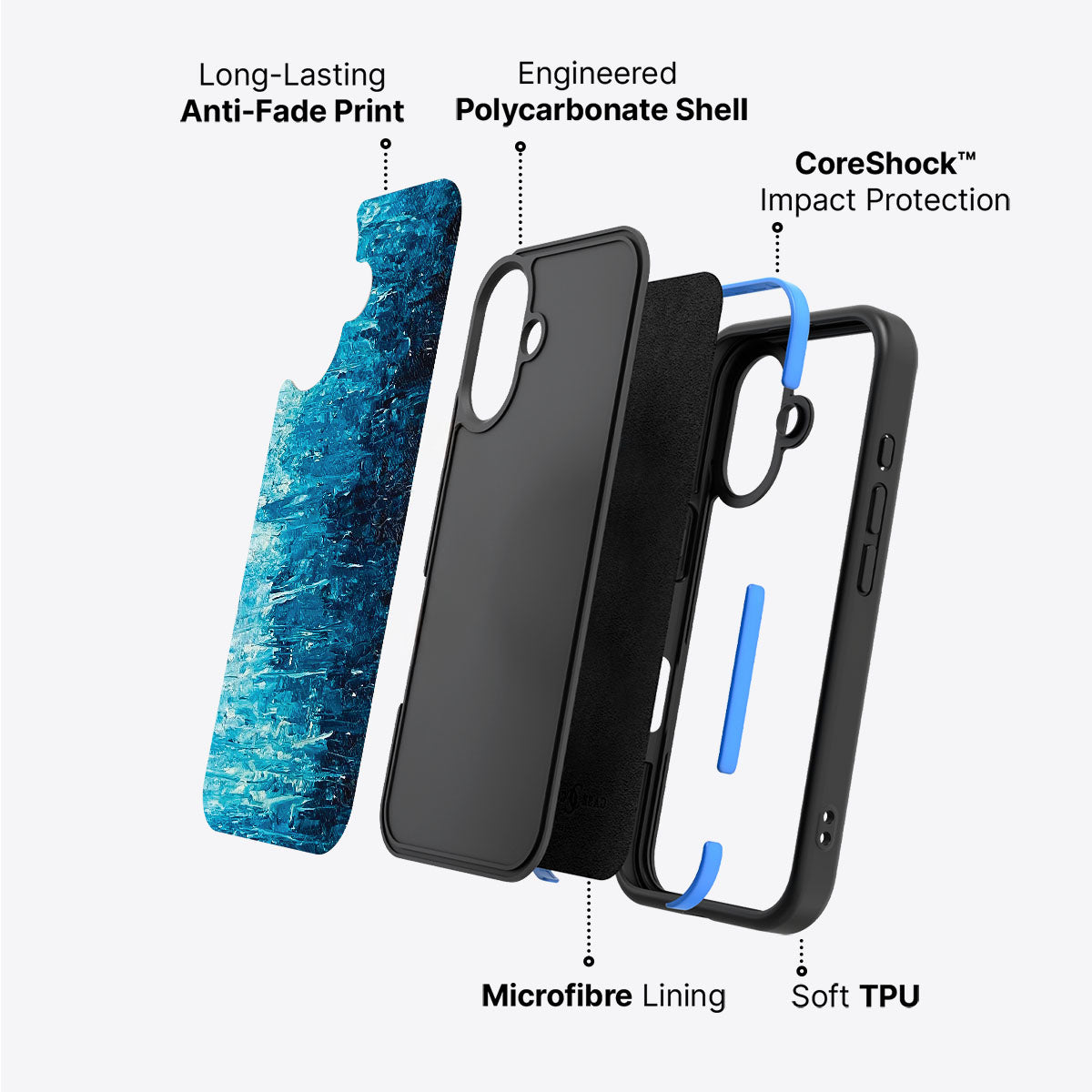 Indigo Impasto - iPhone 16 Plus Case #case type_core (non magsafe)