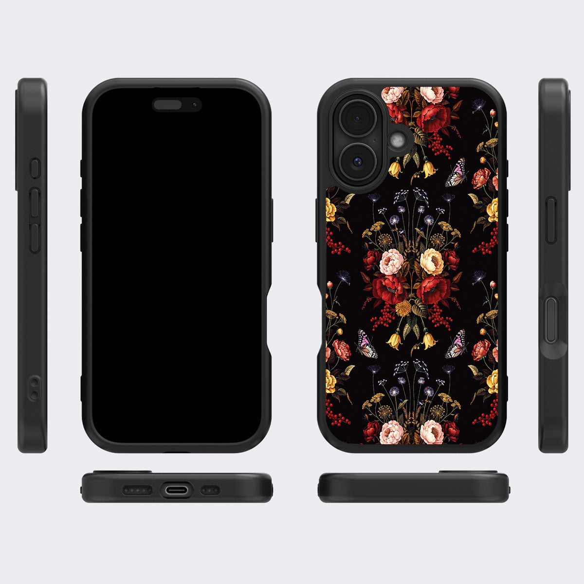 Kelmscott Bloom iPhone 16 Plus case cover – multi-angle view