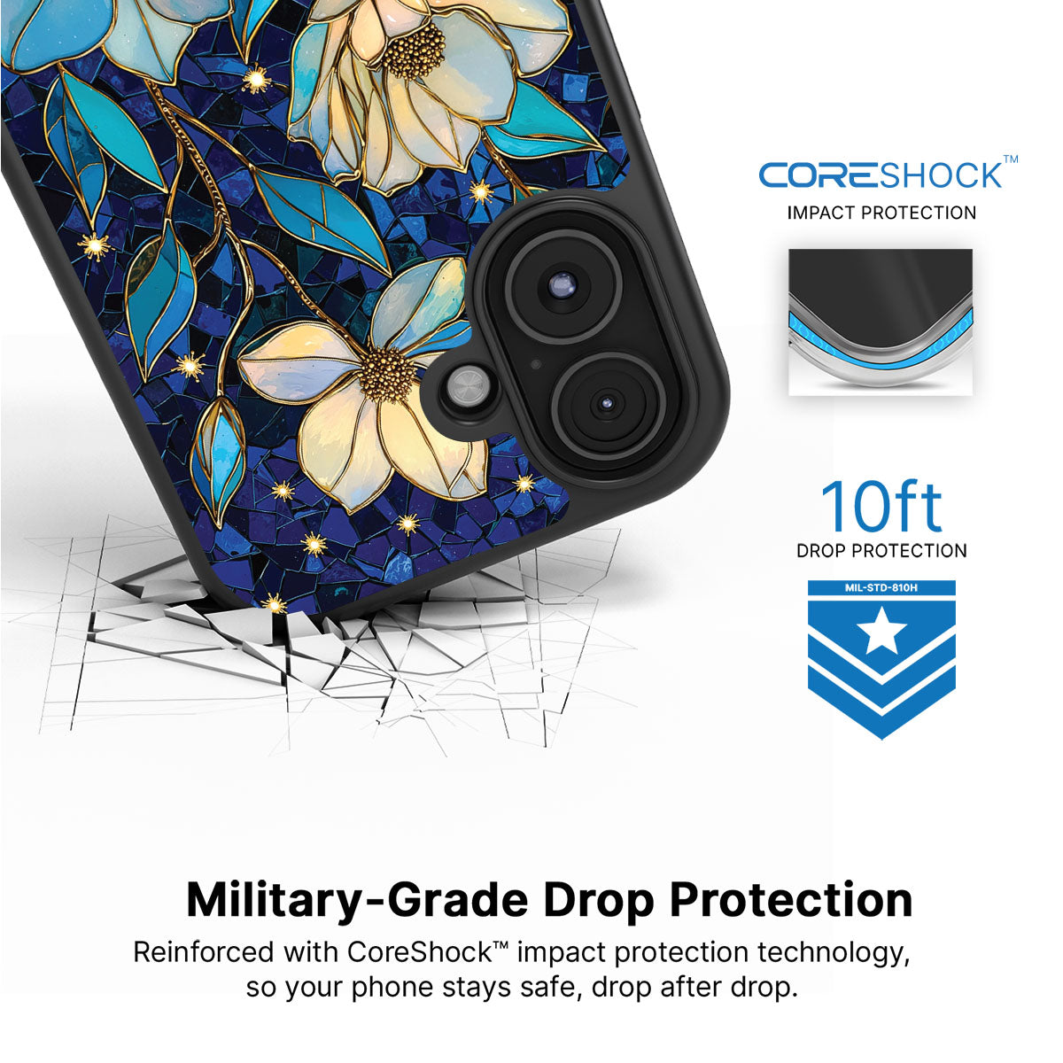 Floral Designer iPhone 16 Plus Case – Midnight Magnolia | MagSafe