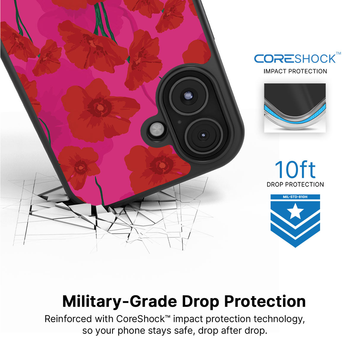 Pink Poppies - iPhone 16 Plus Case #case type_core (magsafe), #case type_core (non magsafe)