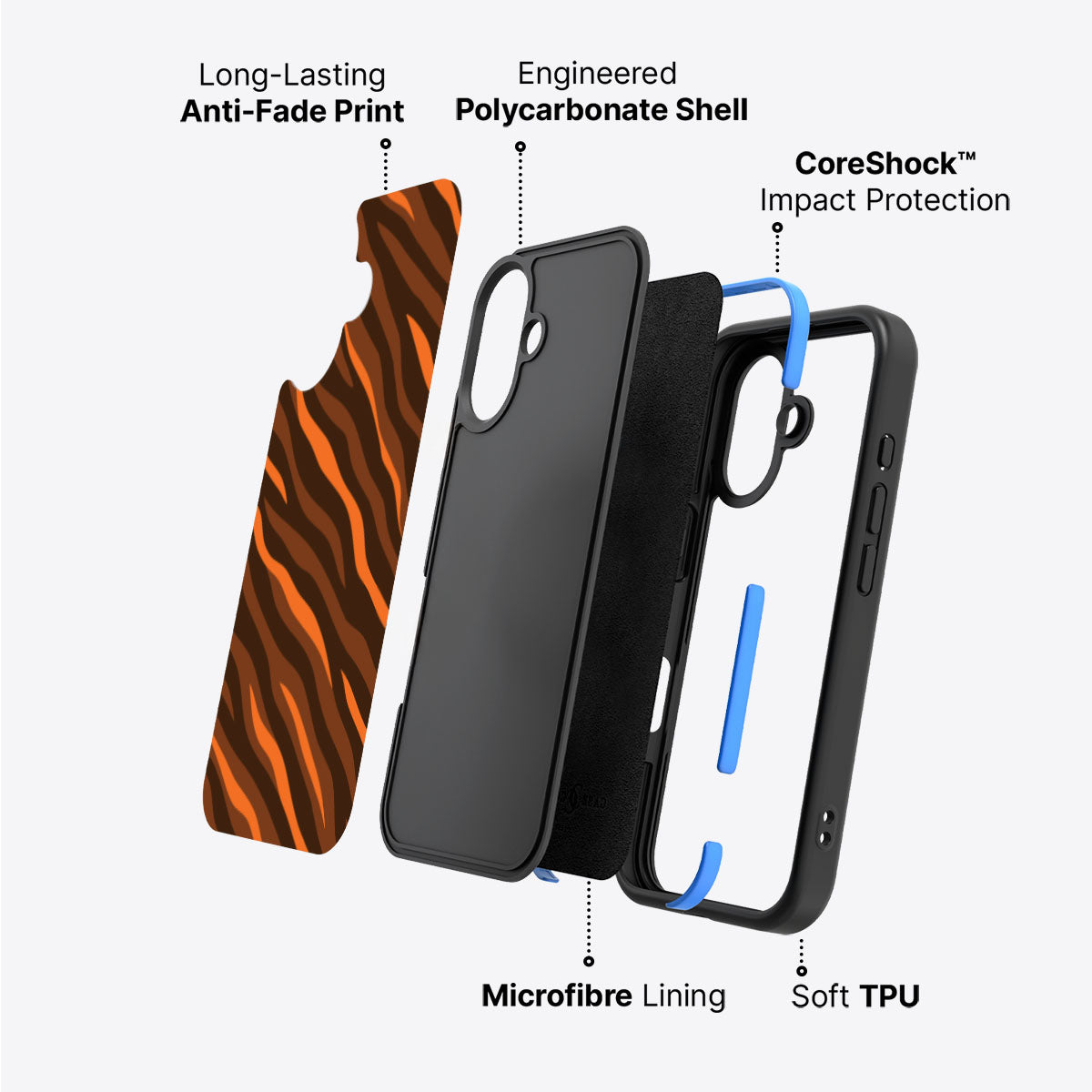 Tiger Trace - iPhone 16 Plus Case #case type_core (non magsafe)