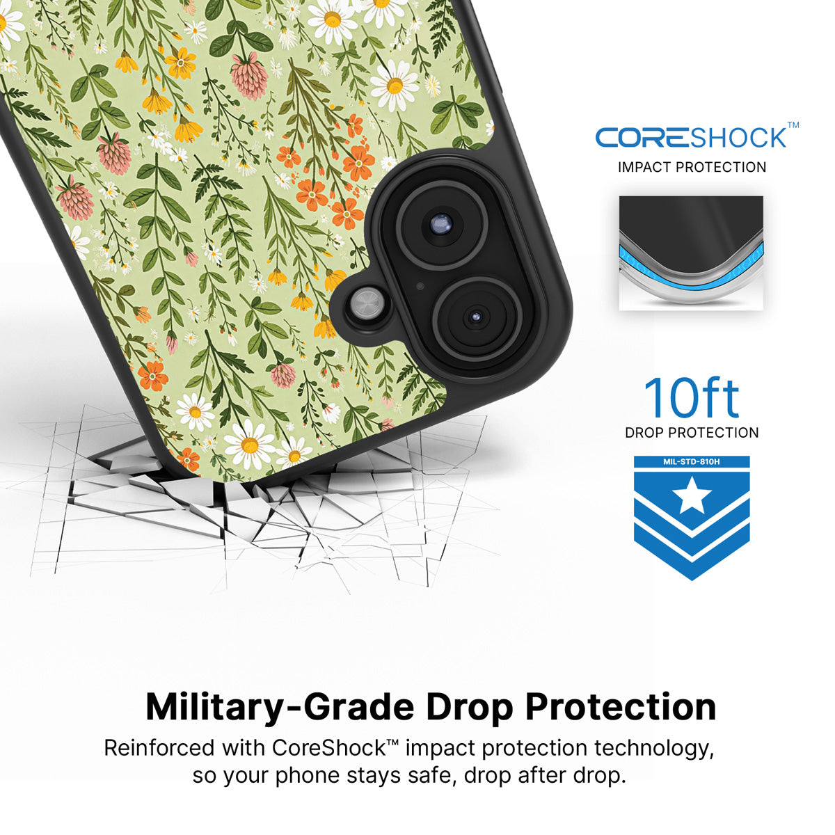 Wildflower Meadow iPhone 16 Plus case with drop protection