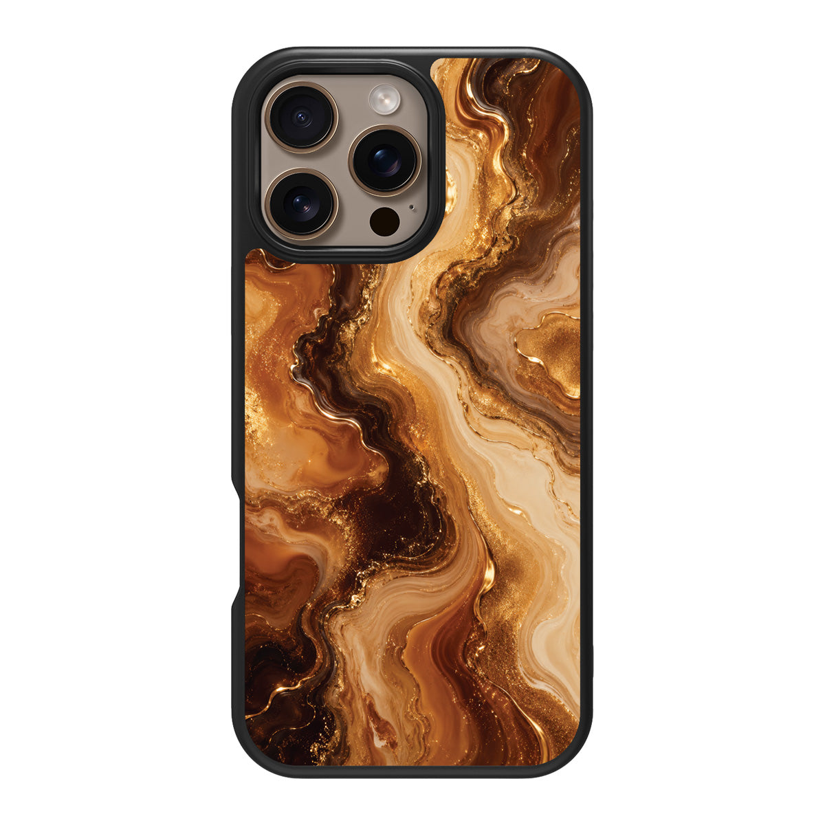 Caramel Swirl design back view – iPhone 16 Pro case
