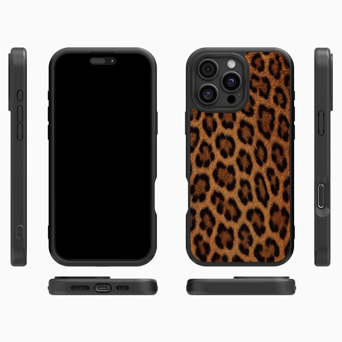 Classic Leopard iPhone 16 Pro case cover – multi-angle view