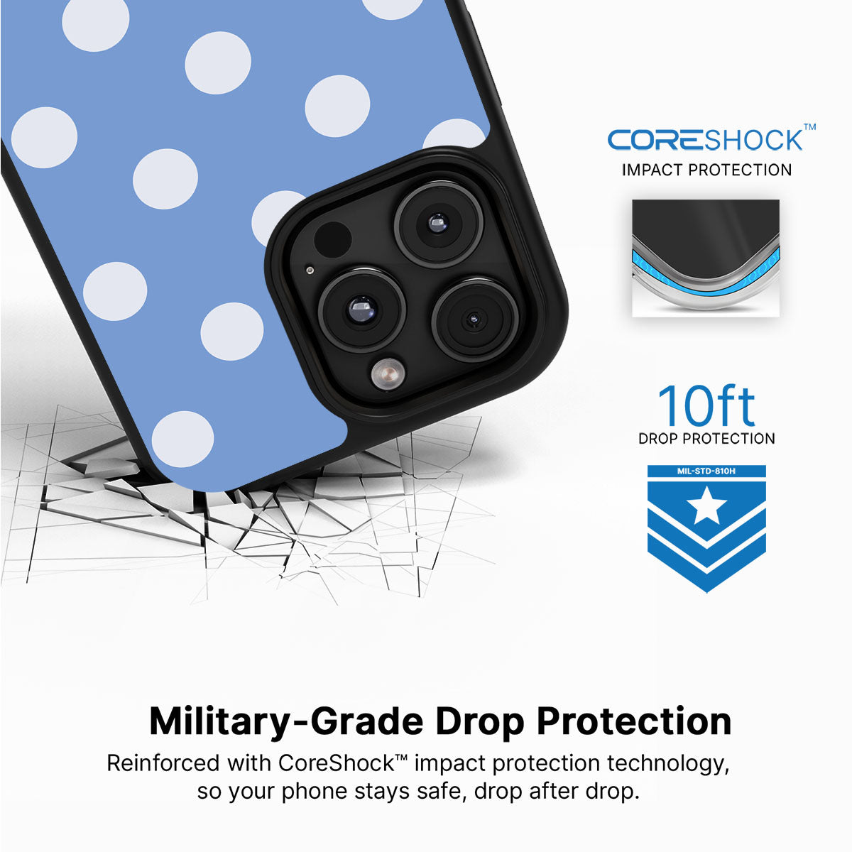 Cloud Blue iPhone 16 Pro case with drop protection