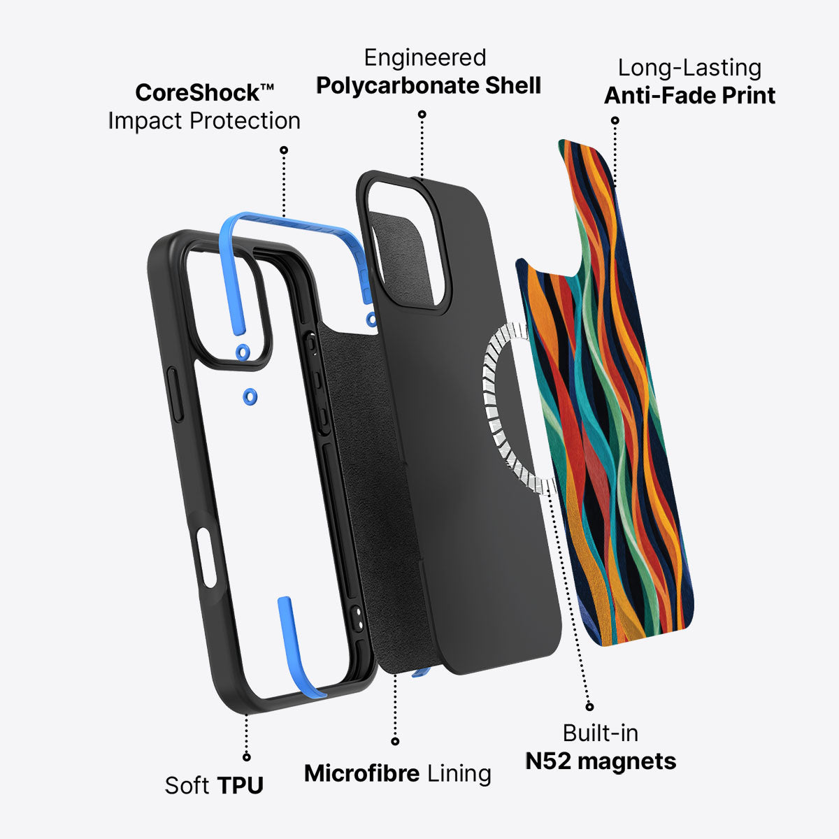 Abstract Designer iPhone 16 Pro Case – Coastal Waves | MagSafe
