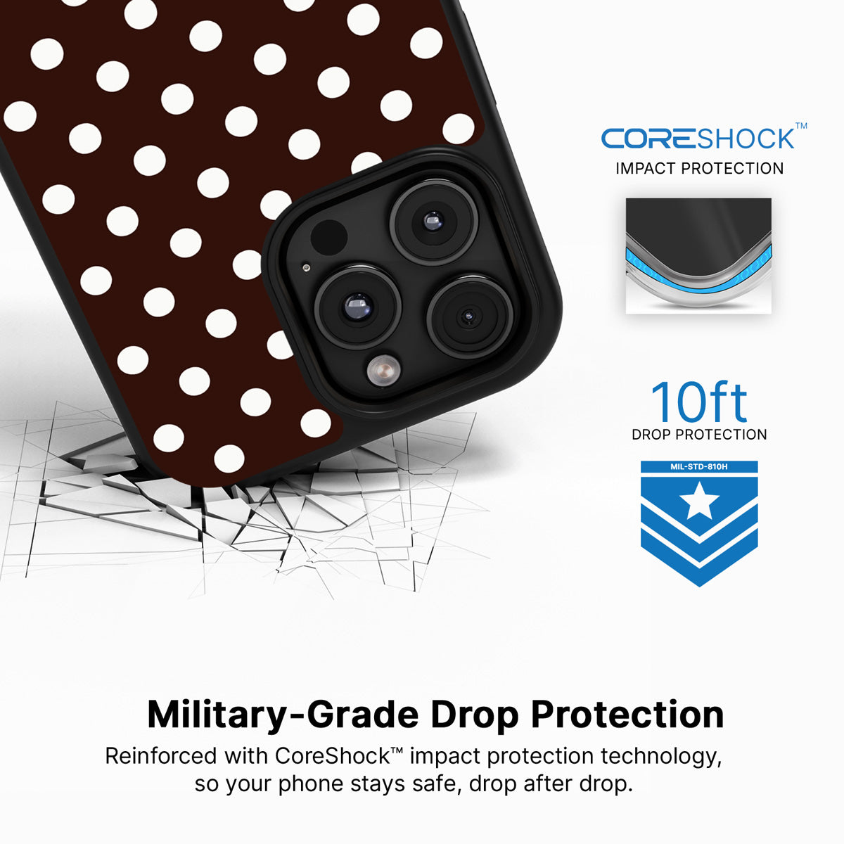 Cocoa Confetti iPhone 16 Pro case with drop protection