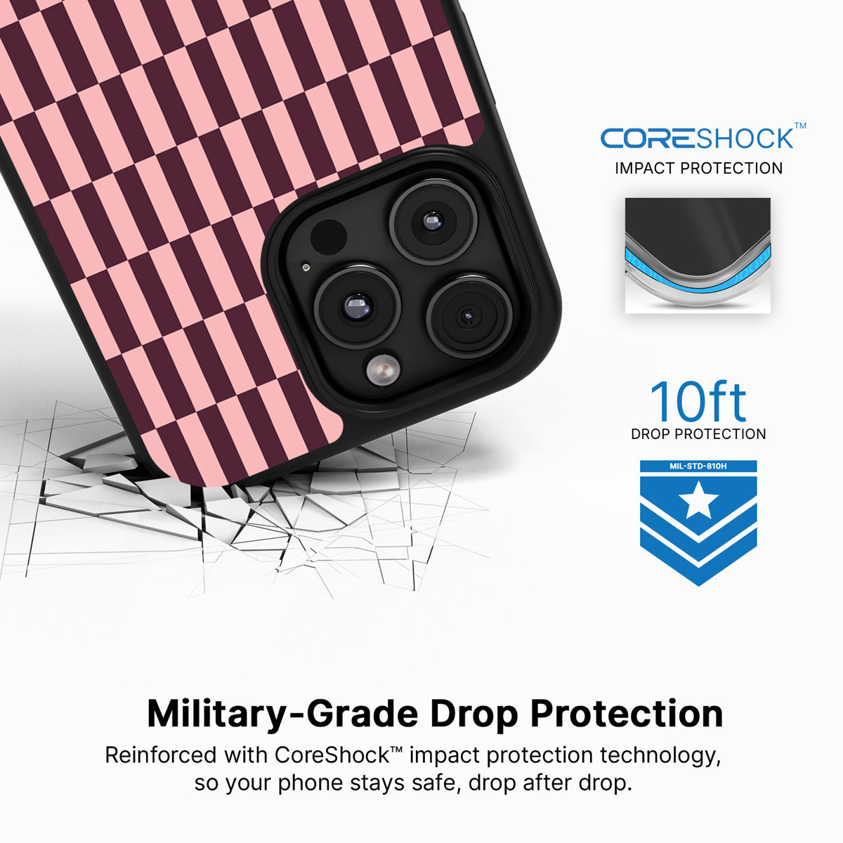 Garnet Stack iPhone 16 Pro case with drop protection