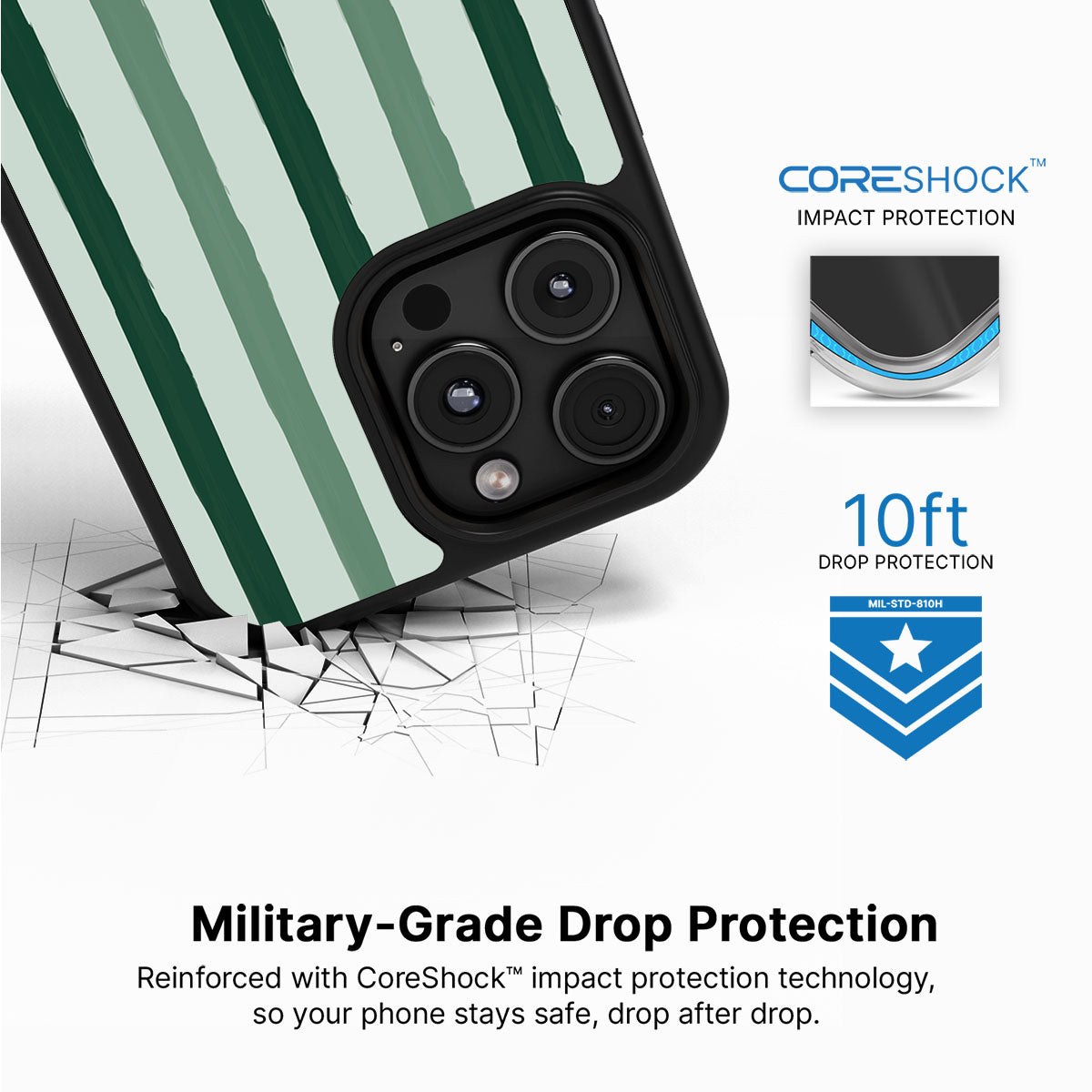 Green Watercolor Stripes - iPhone 16 Pro Case #case type_core (magsafe), #case type_core (non magsafe)